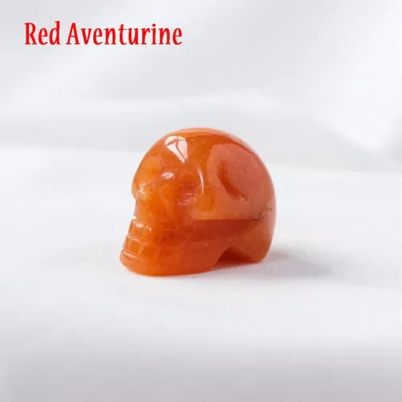 MATROOY 1" Crystal Skull Sculpture Gemstone Statue Figurine Collectible Healing Stones-Red Aventurine