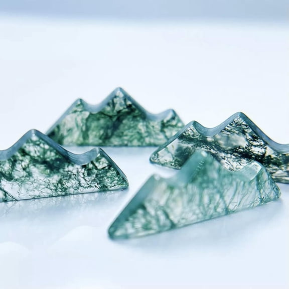 MATROOY 1* Moss Agate Mountain Carving Stone Quartz Crystal Reiki Healing Random Pick