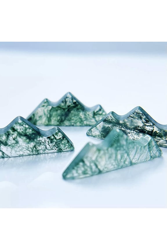1* Moss Agate Mountain Carving Stone Quartz Crystal Reiki Healing Random Pick