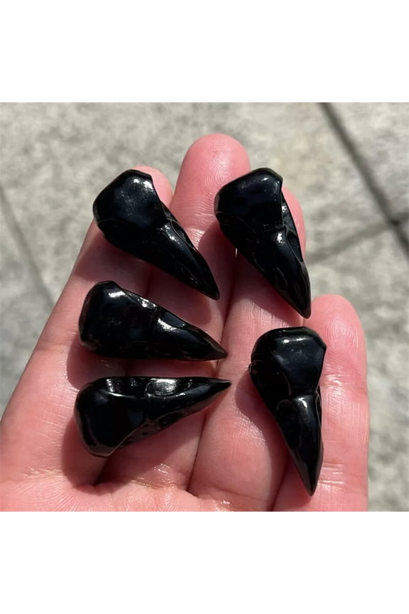 1" Natural Obsidian Carved Crow Quartz skull crystal skull Pendant Healing 5PCS