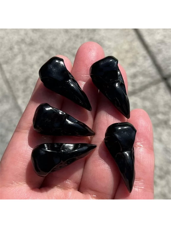 1" Natural Obsidian Carved Crow Quartz skull crystal skull Pendant Healing 5PCS