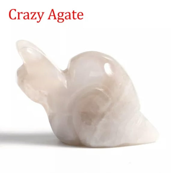 MATROOY 1" Natural Quartz Crystal Mini Snail Hand Carved Healing Animal Miniture Decor-Crazy Agate-approx.1"