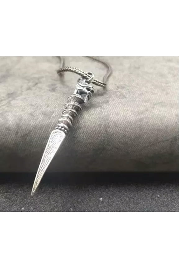 1 PC Small 925 Silver Dragon Retro Phurba Dagger- Shape Pendant for Necklace