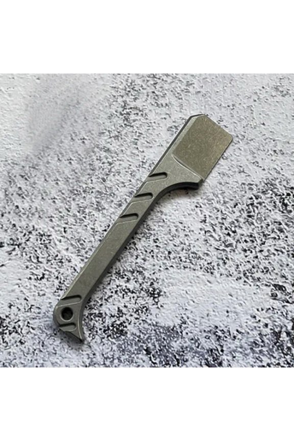 1 PC Small TC4 Titanium Alloy Pry Bar Keychain Pendant Outdoor Multi Tool EDC-stonewash