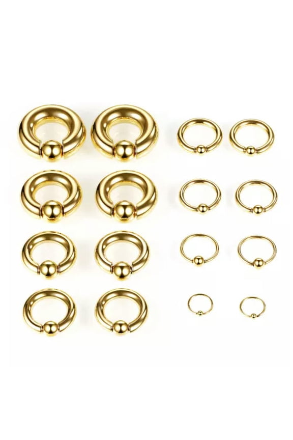 1 PCS Stainless Steel Ear Nose Piercing Lip Bar Hoop Tragus Rings Body Jewelry-Gold-10.0*16+12