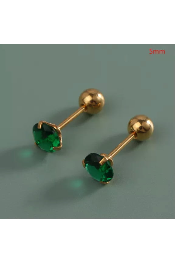 1 Pair Green Tragus Stud Earring RoundSmall Stud Jewelry Piercing Earrings WY4-5mm