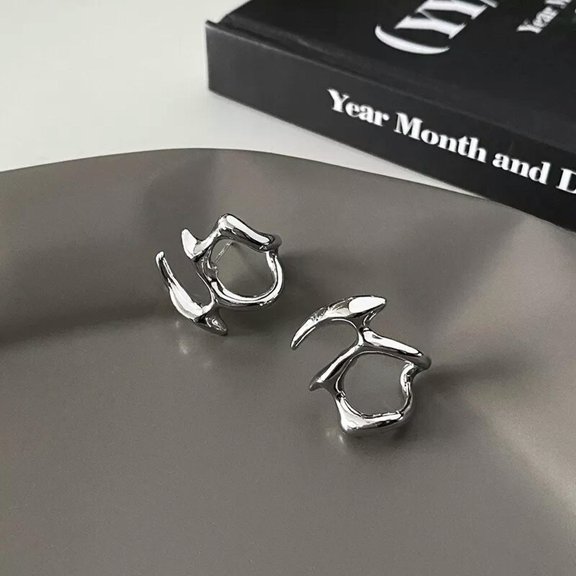 MATROOY 1 Pair Irregular Liquid Earrings Hip-Hop Punk Fashion Delicate Metal Earring WY4