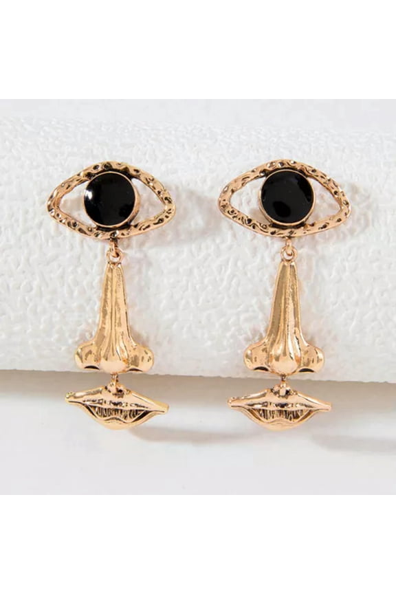 1 Pair Long Tassel Dangle Earrings Crystal Shiny Demon Eye Rhinestone Earrings-A2