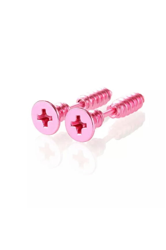 1 Pair Stainless Steel Punk Black Earrings Stud Piercing Men Hoop Gothic Unisex-Pink