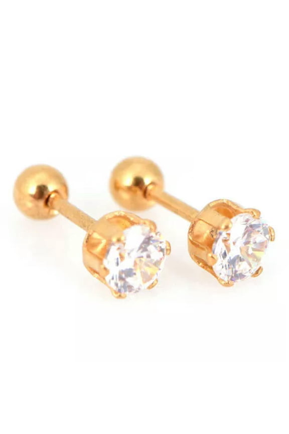 1 Pair Titanium Steel Prong Cartilage Piercing Ear Studs Earrings Jewelry PiY=y=-5cm-Gold