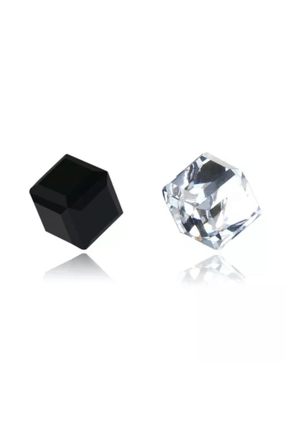 1 Pairs Magnetic Ear Studs No Piercing Jewelry Cubic Zircon Fashion Mini Size-white and black