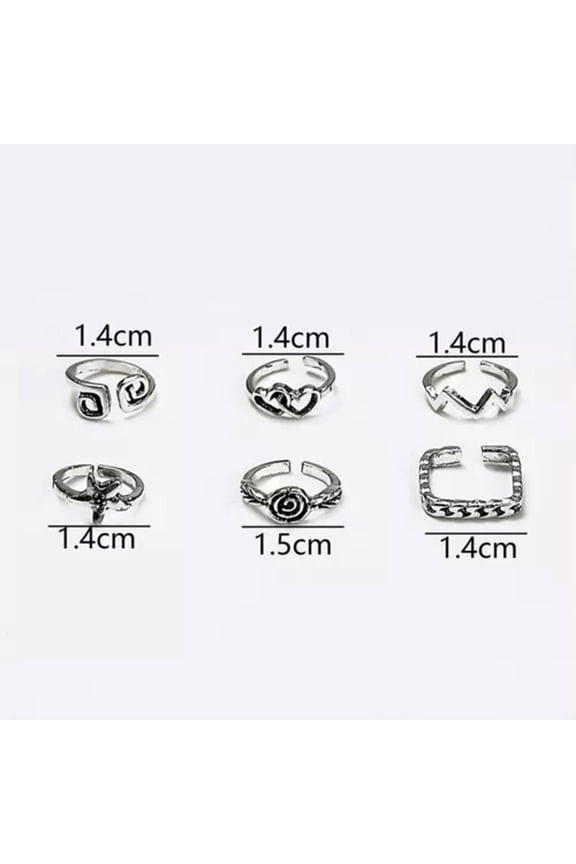 1 Set Adjustable Jewelry Retro Silver Color Open Toe Rings Foot Finger Jewellery-Silver B