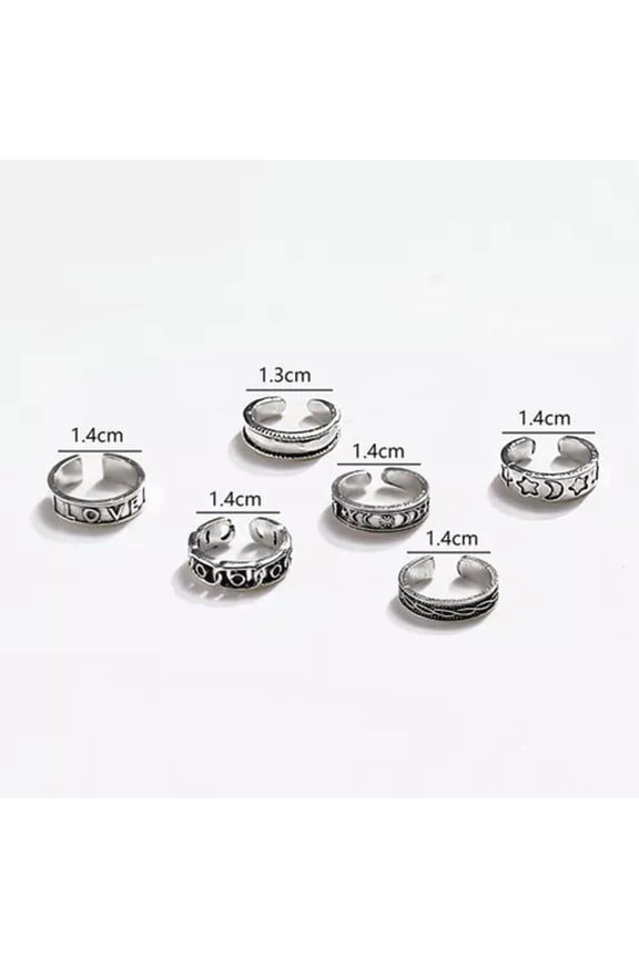 1 Set Adjustable Jewelry Retro Silver Color Open Toe Rings Foot Finger Jewellery-Silver D