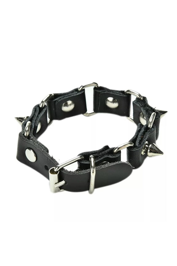 1 X Metal Cone Stud Spikes Rivet Leather Wristband Bangle Cuff Bracelet LaNII