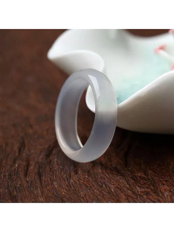 10-100pcs Wholesale Natural Agate Ring Jewelry Gemstone Colorful Band Rings Lots-White-10pcs