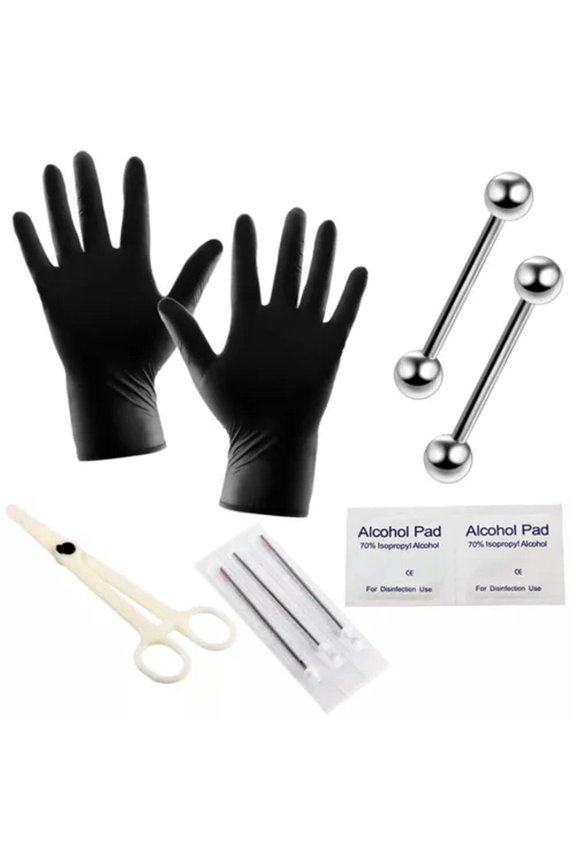 10-20Pcs/Set Body Piercing Kit Tools Needle Belly Tongue Eyebrow Nose Lip RiY*MC-10Pcs Set1
