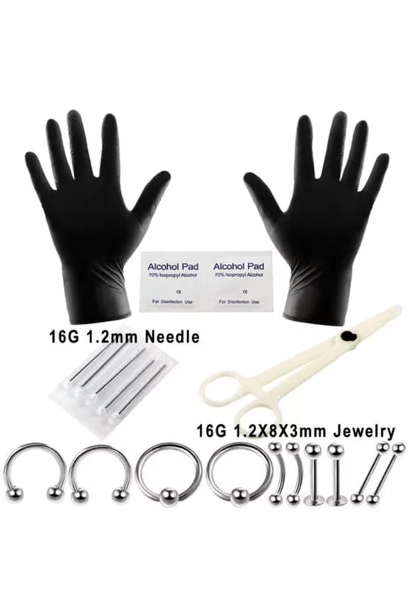 10-20Pcs/Set Body Piercing Kit Tools Needle Belly Tongue Eyebrow Nose Lip RiY*MC-20Pcs Set6