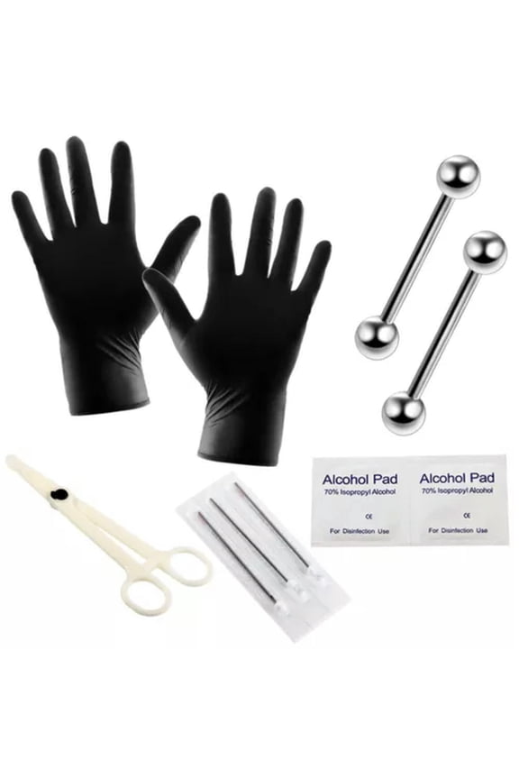 10-20Pcs/Set Body Piercing Kit Tools Needle Belly Tongue Eyebrow Nose Lip Rin-IM-10Pcs Set1