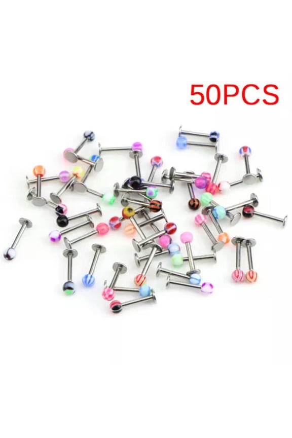 10/30/50 X 16G Ball Lip Rings Labret Bars Stainless Steel Stud Body Piercing_SA-50PCS