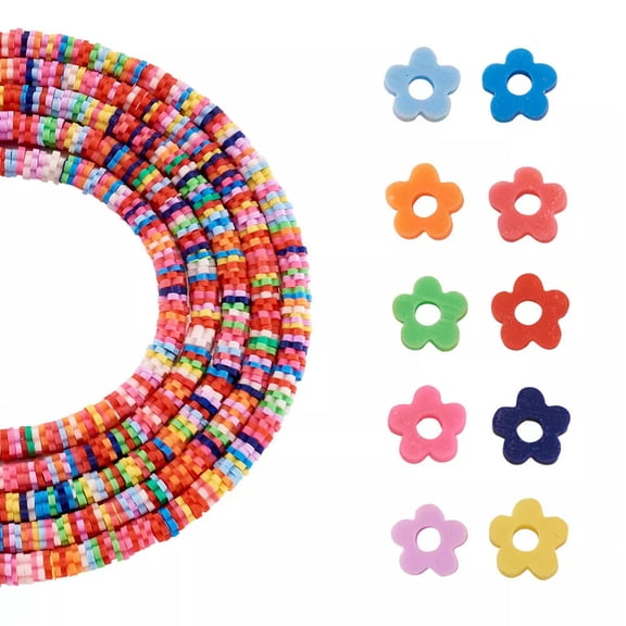 MATROOY 10 Strands Blossom Flower Polymer Clay Tiny Spacer Beads Mixed Color Loose Bead