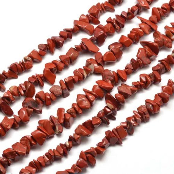 MATROOY 10 Strands Natural Synthetic Gemstone Chip Beads Jewellery Making 5~8mm 31.5"-Natural Red Jasper