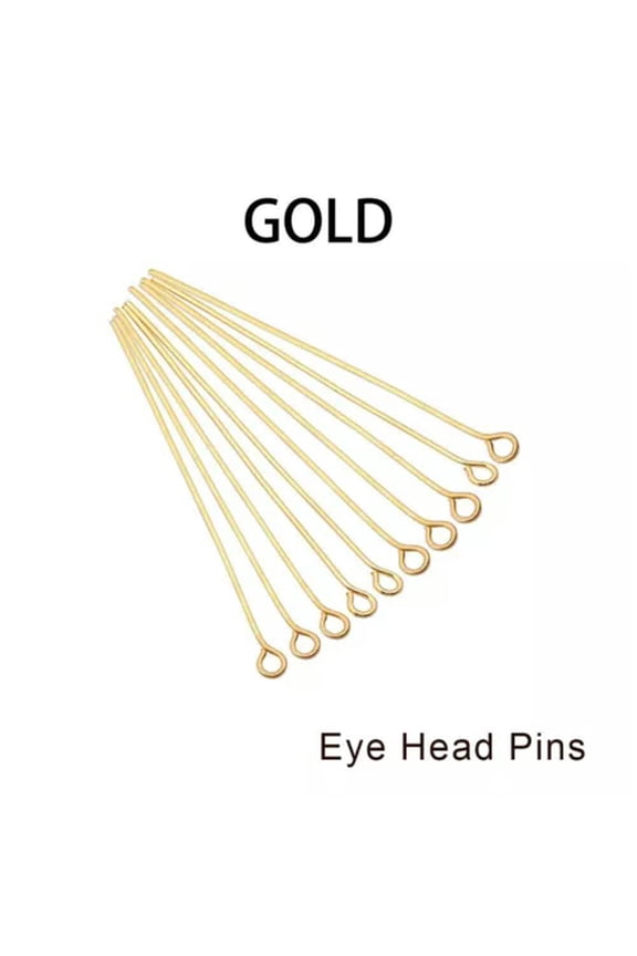 100-200pcs Eye Head Pins 20-50mm Eye Pins Findings For Diy Jewelry Making-Gold-50mm x 200Pcs