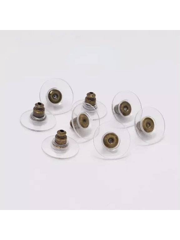 100 PCS DIY Jewelry Accessories Ear Plugs Round Disc Shaped Earring Stoppers-Ancient bronze-11*6mm x 100PCS