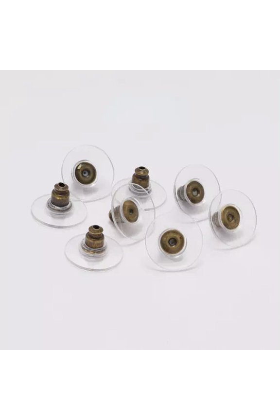 100 PCS DIY Jewelry Accessories Ear Plugs Round Disc Shaped Earring Stoppers-Ancient bronze-11*6mm x 100PCS