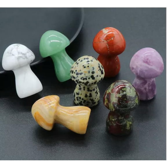 MATROOY 100PCS 1.4" Mushroom Statue Natural Gemstone Crystal Carved Reiki Healing Decor
