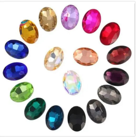 MATROOY 100PCS Mixed Colors Pointed OVAL Fancy Crystal Glass Stones #95610-13x18mm(40pcs)