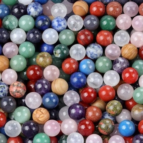 MATROOY 100PCS Mixed Natural Stone Gemstones Harmony Round Ball Healing Sphere 14mm