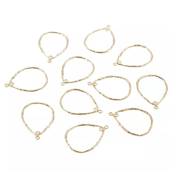 MATROOY 100Pcs Alloy Teardrop Linking Connectors Charms Light Golden 2-Loop 42x30mm