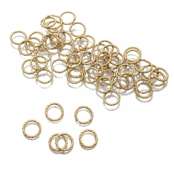 MATROOY 100Pcs Raw Brass Twisted Open Jump Rings 6mm O Rings Wire For DIY Jewelry Making