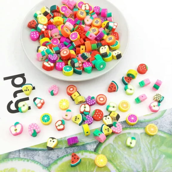 MATROOY 100Pcs/lot DIY Jewelry Polymer Clay Beads Flower Pieces Mix color Jewelry Making-Fruit #1