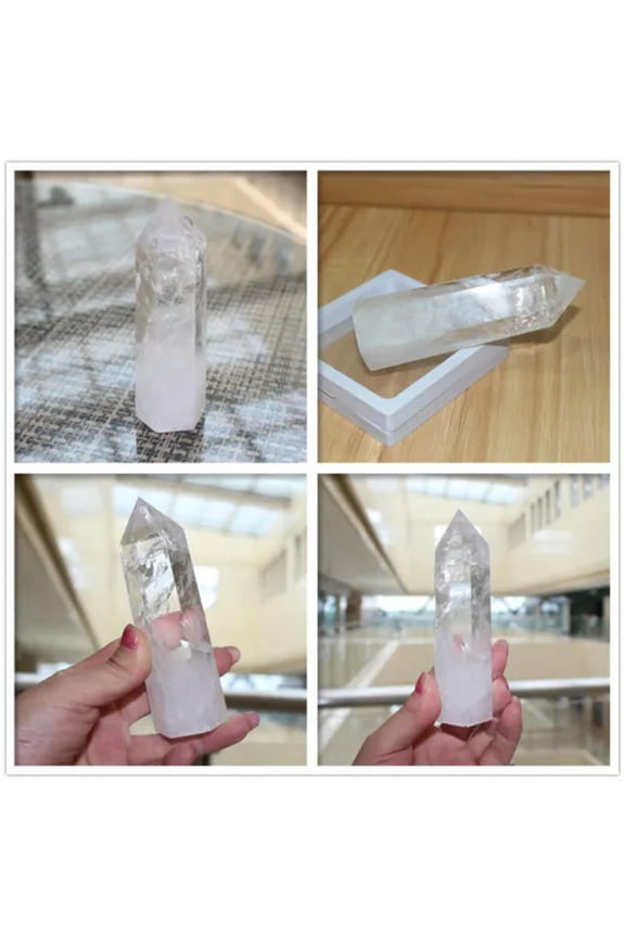 100mm Natural Quartz Crystal Point Healing Obelisk Hexagonal Wand Reiki-Clear Quartz
