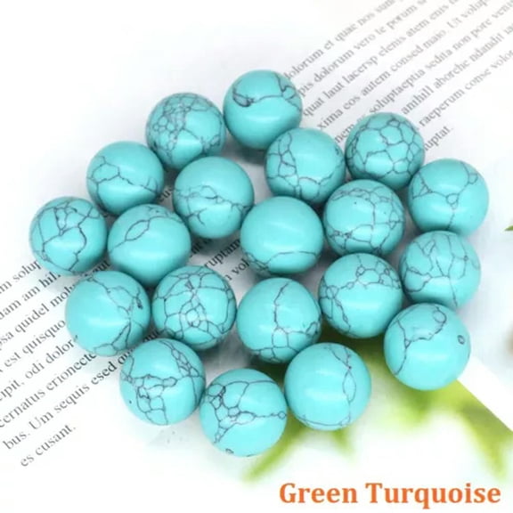MATROOY 100pcs 16mm Ball Artificial Green Turquoise Sphere Reiki Healing Round Decor