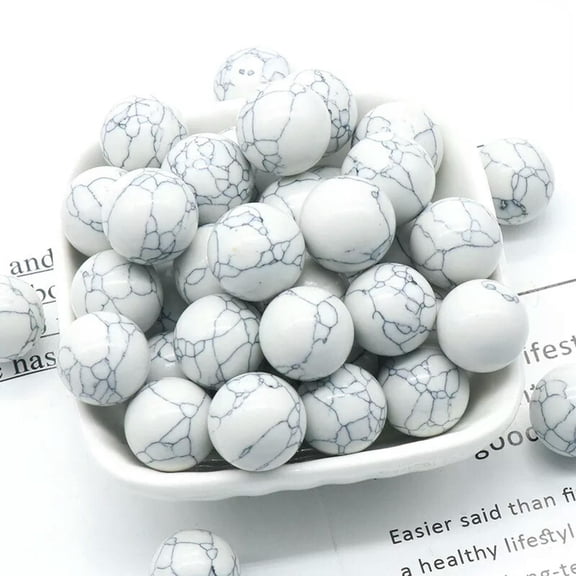 MATROOY 100pcs 16mm Ball Artificial White Turquoise Sphere Reiki Healing Round Decor