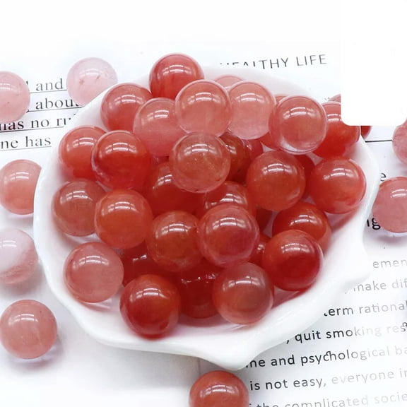 MATROOY 100pcs 16mm Ball Cherry Quartz Stone Sphere Reiki Healing Round Decor Gifts
