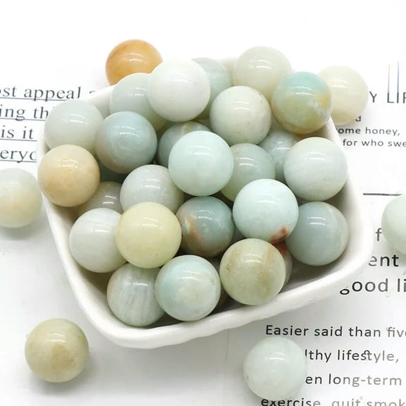 MATROOY 100pcs 16mm Ball Natural Amazon Stone Sphere Reiki Healing Round Decor Gifts