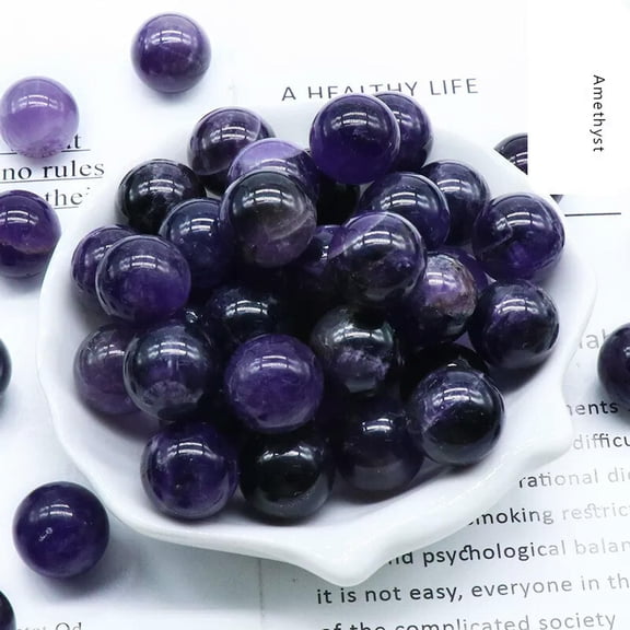 MATROOY 100pcs 16mm Ball Natural Amethyst Stone Sphere Reiki Healing Round Decor Gifts