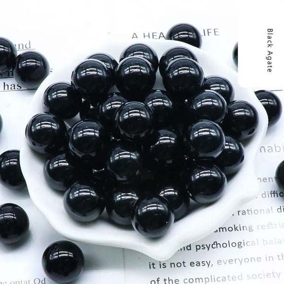 MATROOY 100pcs 16mm Ball Natural Black Agate Stone Sphere Reiki Healing Round Decor