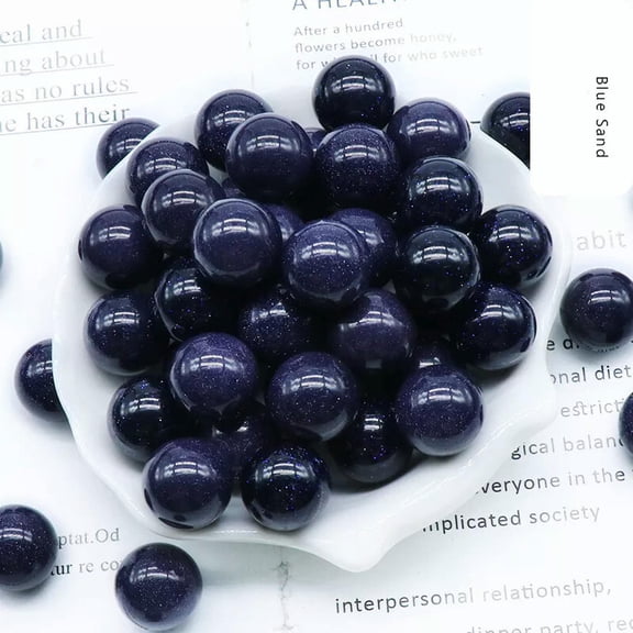 MATROOY 100pcs 16mm Ball Natural Blue Sand Stone Sphere Reiki Healing Round Decor Gifts