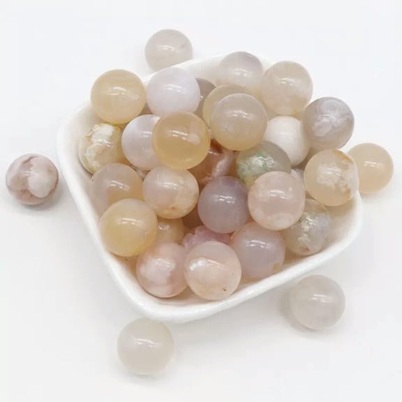 MATROOY 100pcs 16mm Ball Natural Cherry Blossom Agate Sphere Reiki Healing Round Decor