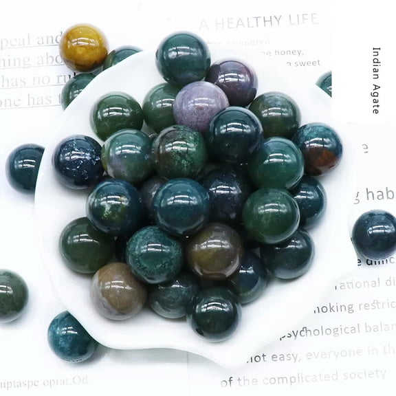 MATROOY 100pcs 16mm Ball Natural Indian Agate Stone Sphere Reiki Healing Round Decor