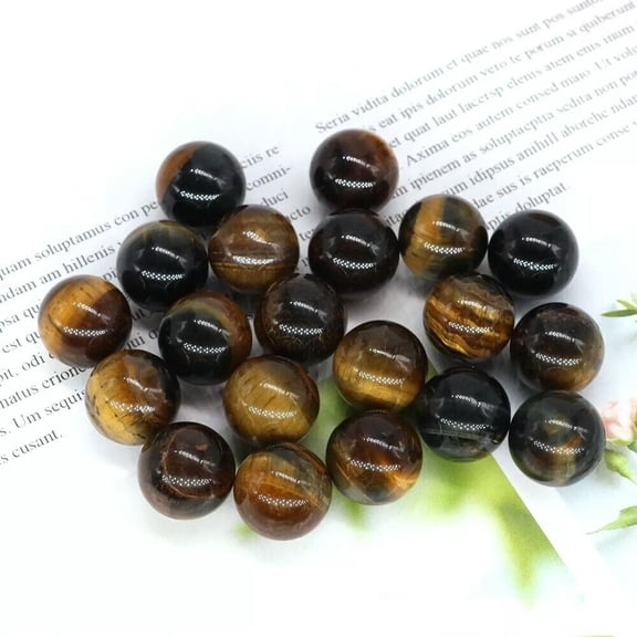 MATROOY 100pcs 16mm Ball Natural Tiger Eye Stone Sphere Reiki Healing Round Decor Gifts