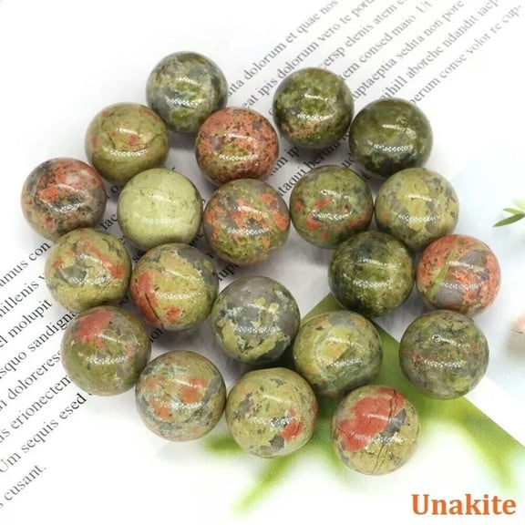 MATROOY 100pcs 16mm Ball Natural Unakite Stone Sphere Reiki Healing Round Decor Gifts