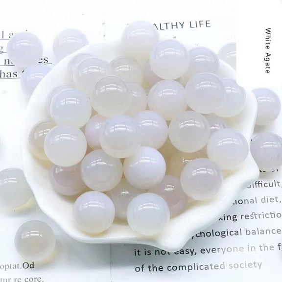 MATROOY 100pcs 16mm Ball Natural White Agate Stone Sphere Reiki Healing Round Decor