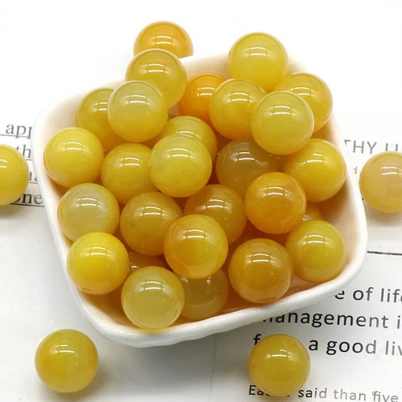 MATROOY 100pcs 16mm Ball Natural Yellow Agate Stone Sphere Reiki Healing Round Decor