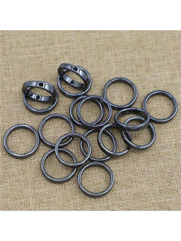 100pcs 4mm Natural Black Hematite Ring - Anxiety Balance Circulation