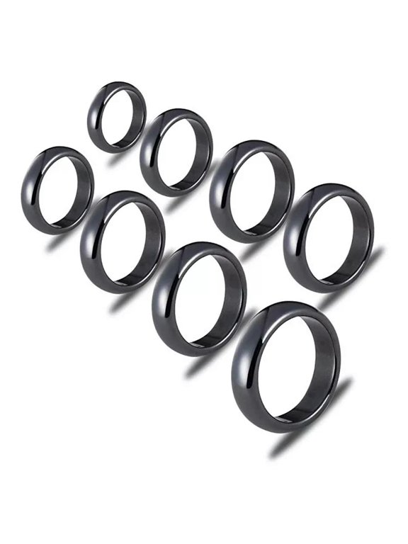 100pcs 6mm Natural Black Hematite Ring - Anxiety Balance Circulation